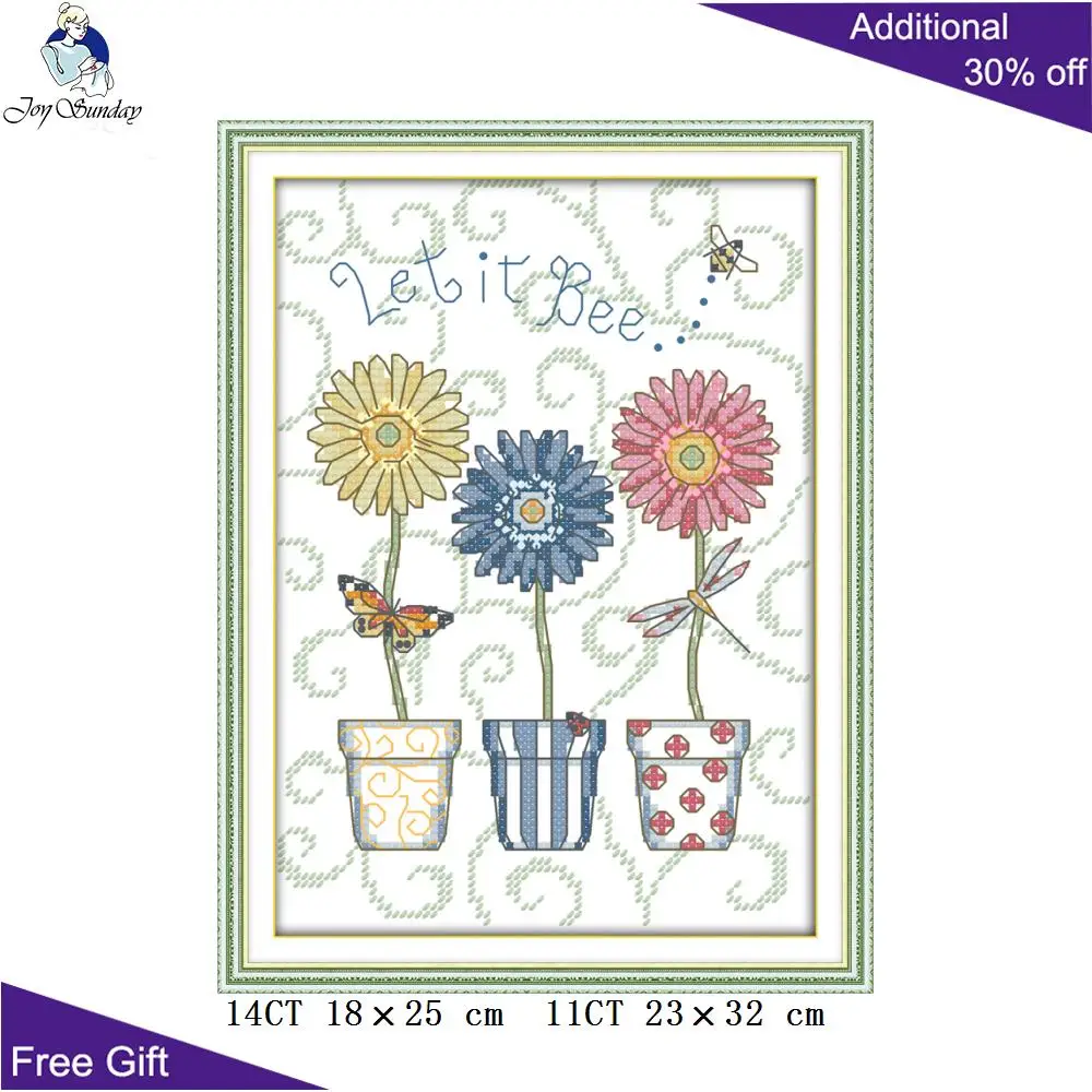 Joy Sunday H724 14CT 11CT Счетный и штампованный домашний декор три бассейна цветок