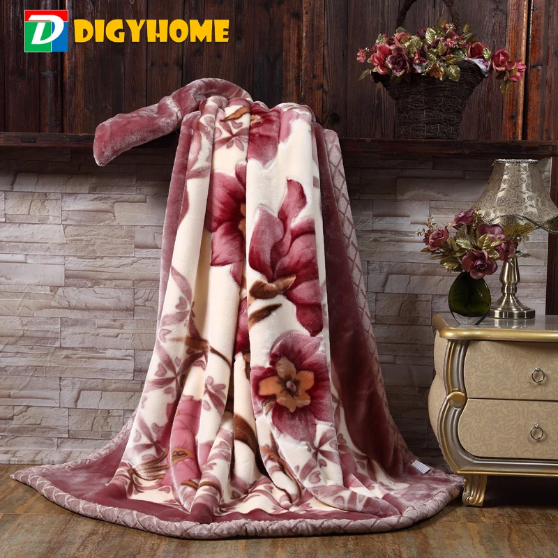 

Double Layer Thickened Raschel Blanket for Spring/Autumn/Winter 3.0kg-3.5kg Beautiful Warm Soft Floral Bedspread