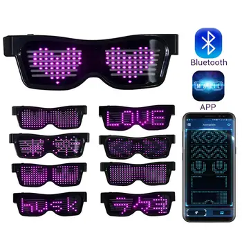 

Magic Bluetooth Led Party Glasses APP Control Shield Luminous Glasses USB Charge DIY App Control Multi-lingual Quick Flash Led