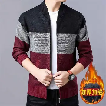 

OLOEY Sweaters men 2018 autumn and winter cardigan jacket men's large size velvet men's cotton long-sleeved trend sweater