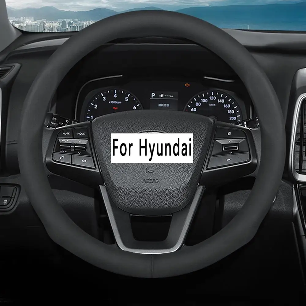 Автомобильный замшевый чехол на руль 38 см для hyundai Grand i10 i20 i30 GT i40 ix20 Ioniq Veloster Xcent Genesis Coupe elantra - Название цвета: O-Shape