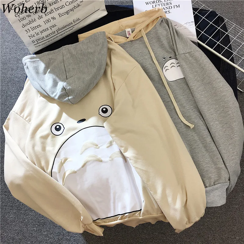 Woherb Kawaii милые толстовки с капюшоном и длинным рукавом из Амина с мультяшным рисунком из кусков, Толстая Женская Толстовка на каждый день, модная новинка 91318