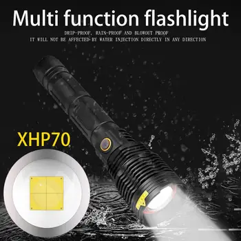 

Flashlight High Lumens XHP70 Super Bright LED USB 18650/26650 Rechargeable Zoom Flashlight #2m21
