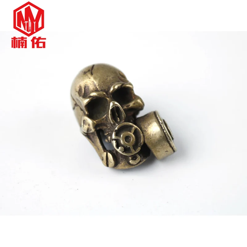 1PC Fireman Gas Mask Skull Retro Brass Copper Oxide EDC Paracord Beads Umbrella Rope Cord Lanyard Pendants Knife | Спорт и
