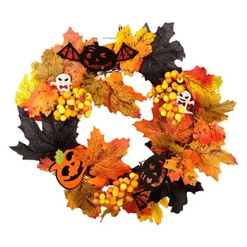 

Halloween Garland Decoration Door Hanging Simulation Maple Leaf Autumn Pumpkin for Party Wedding Christams