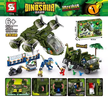 

SY1514 Creative Military Series Animal World Jurassic Dinosaur World Park Dinosaur Transporter Building Blocks Bricks Toys Gifts