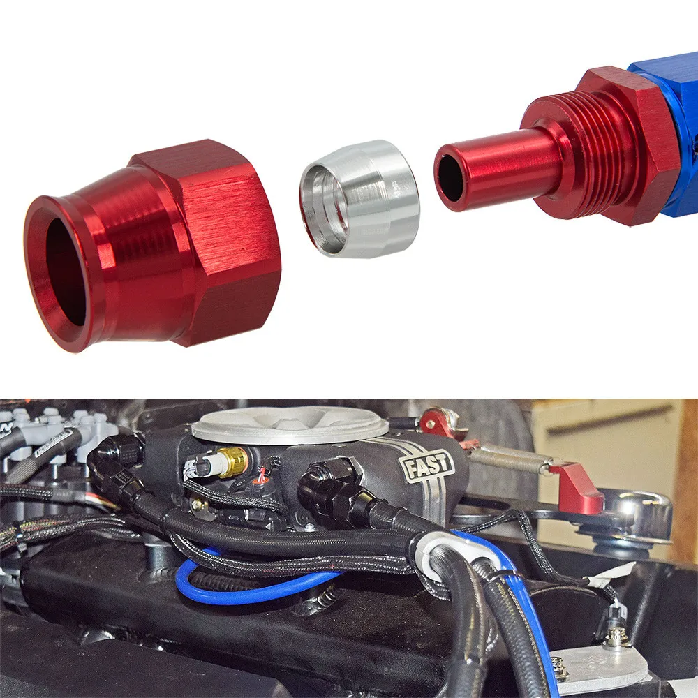 PTFE Oil Fuel Swivel Hose End Fitting AN4/6/8/10/12 Straight 0&deg;/45&deg;/90&deg;/180&deg; Degree Oil Hose End Adaptor Kit Red Blue oil line fitting adapter