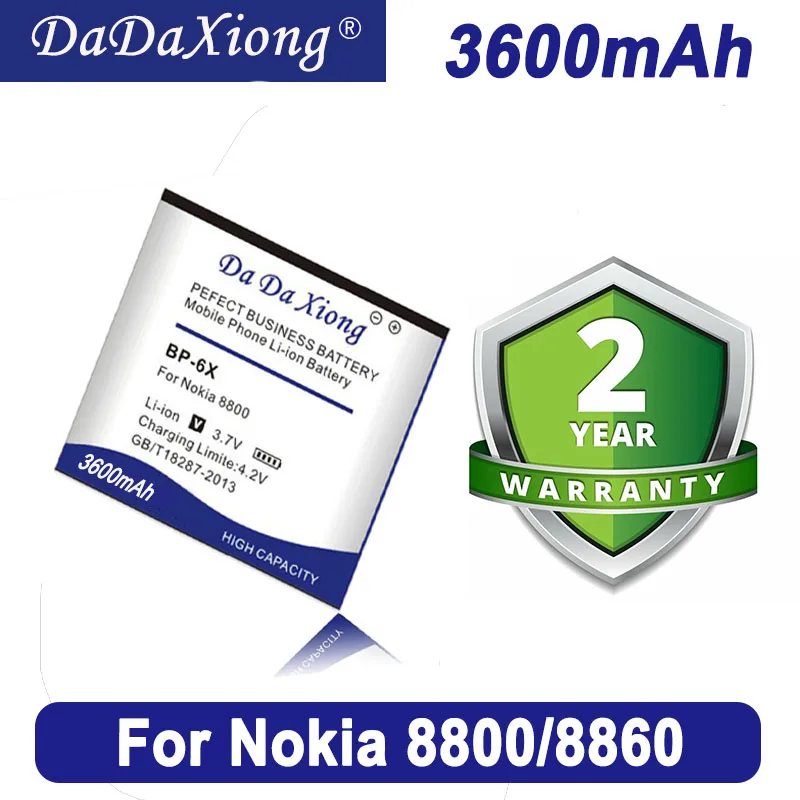 Оригинал DaDaXiong 3600 мА · ч BP-6X BL-5X для Nokia 8860 8800S Sirocco N73i 8801 886 и т. д. + в наличии |
