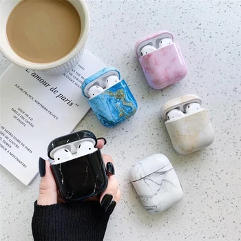 

Marble Pattern Earphone Case For Apple Airpods 1 Hard PC Case Cover Charging Box Protective Shell For AirPods 2 Protective Cover