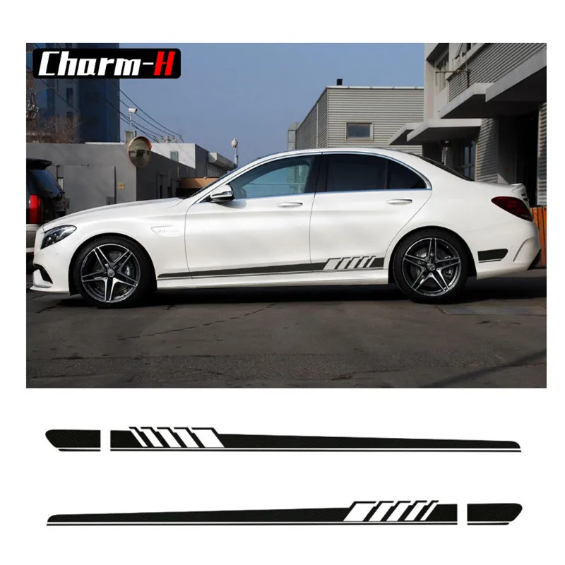 

Striped decal sticker for 4 side door skirts for Mercedes C-Class accessories