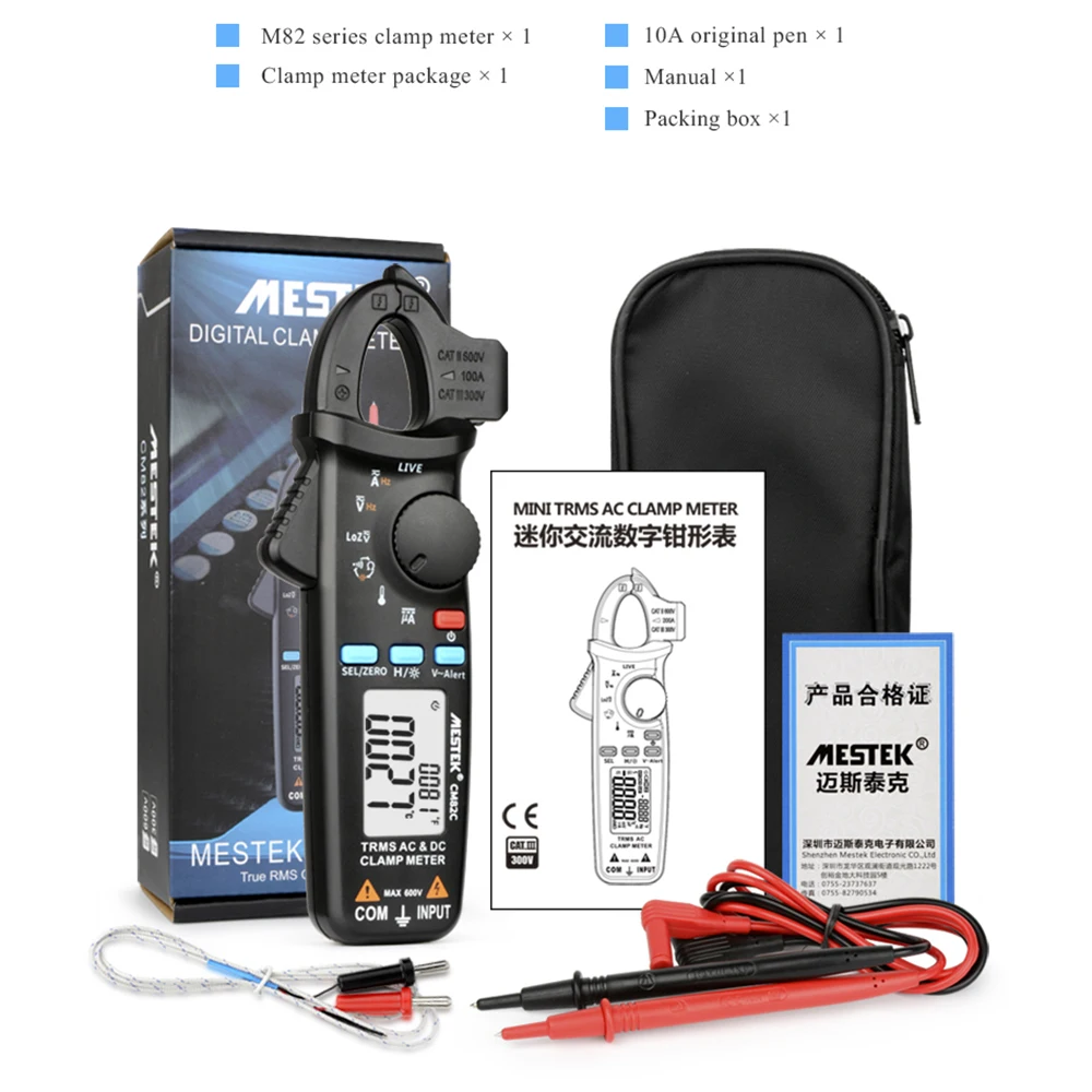 MESTEK CM82A/B/C цифровой клещи мультиметр токовые клещи AC/DC тестер сопротивления напряжения измерительные инструменты