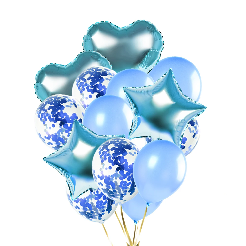 Вечерние шары для мальчиков и девочек, 36 дюймов, черный круглый шар, украшение для душа, конфетти, попперы, набор шаров JL0138 - Цвет: Blue Foil Set