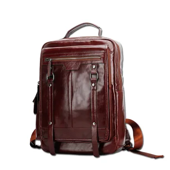 

2020 New Genuine leather Men backpack retro casual 15" laptop bags fashion male large capacity travel shoulder bags business