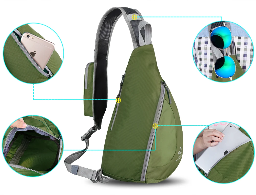 Слинг сумка, водонепроницаемый складной нагрудный рюкзак сумка через плечо треугольник пакет для езды на велосипеде прогулки походы для мужчин и женщин