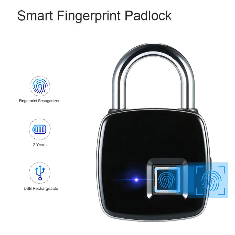 

Smart Keyless Fingerprint lock Biometric Waterproof Lock with Finger Print Security Touch Keyless Lock USB charge for Gym Locker