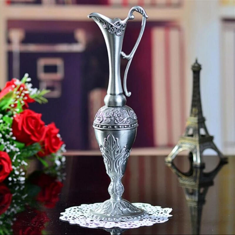 Vintage Shabby Chic Flower Vase Bottle Jug Pewter Plated Wedding Home Decor Vases Aliexpress