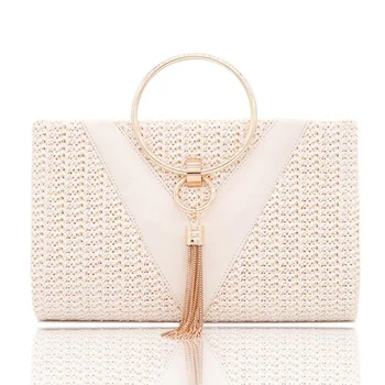 

Fashion Lady Women Summer Simple Handbag For Money Metal Handle Tassel Design Shoulder Bag Sac A Main Chain Crossbody Purse