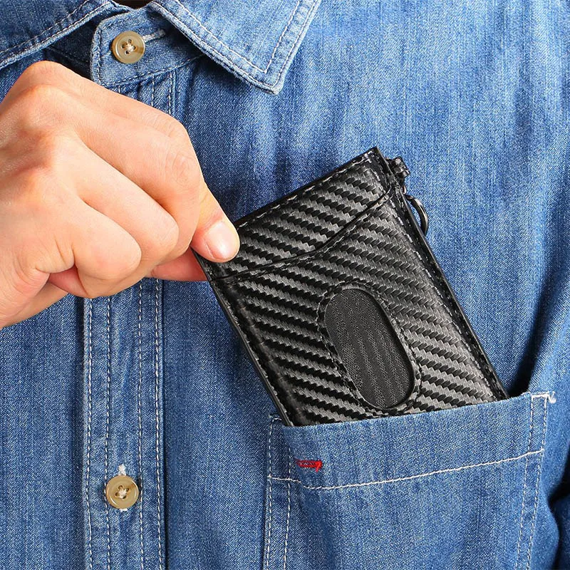 Карбоновый Rfid кредитный держатель для карт мужчин визитница удостоверения