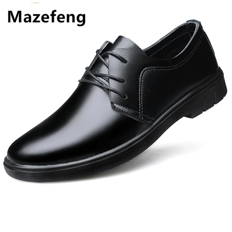 

Fashion 2019 New Fashion Spring Autumn Men Genuine Leather Dress Shoes Men Leather Shoes Round Toe Male Business Shoes Solid