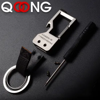 

QOONG Custom Lettering Keychains Bottle Opener Keyrings Metal Engrave Name Customized Logo Key Chain For Car Women Men gift Y05