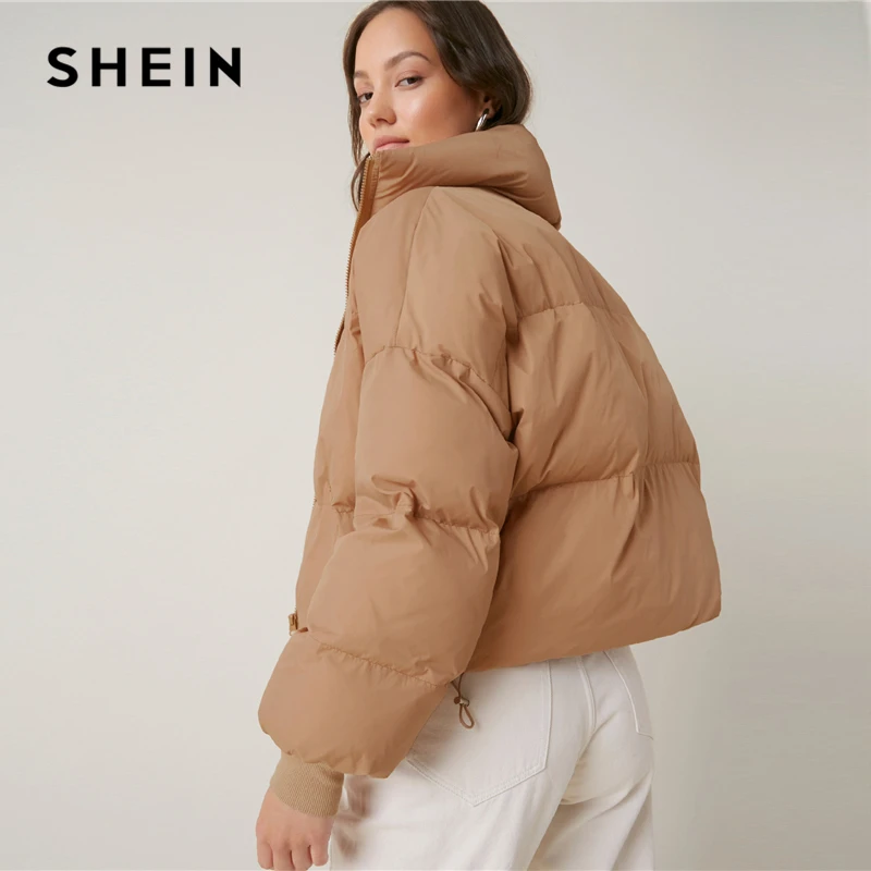 Black Puffer Jacket Shein Online, SAVE 