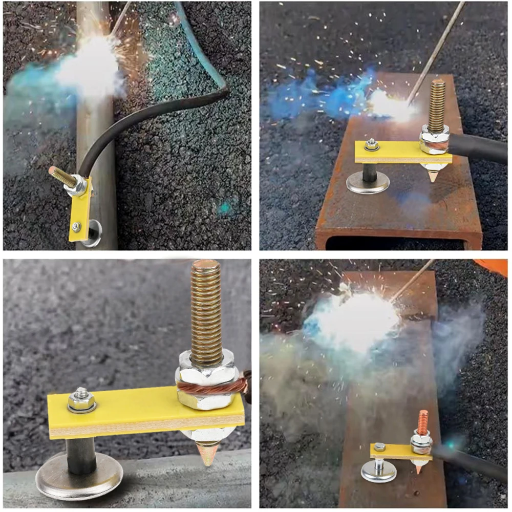 Soldagem Ímã Cabeça, Magnetic Ground Clamp Ferramentas, Magnetismo Forte, Grande Sucção, Cobre Cauda, Soldagem Estabilidade Grampos