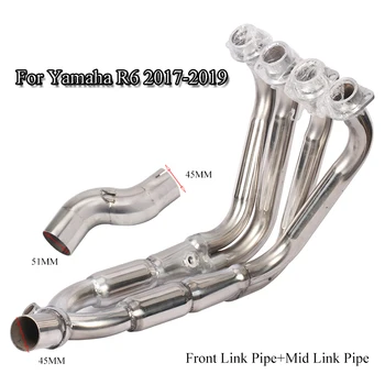 

YZF R6 Motorcycle Full Exhaust System Pipe Header Front Mid Connect Pipe Steel Exhaust Link Tube For 2017-2019 Yamnaha R6