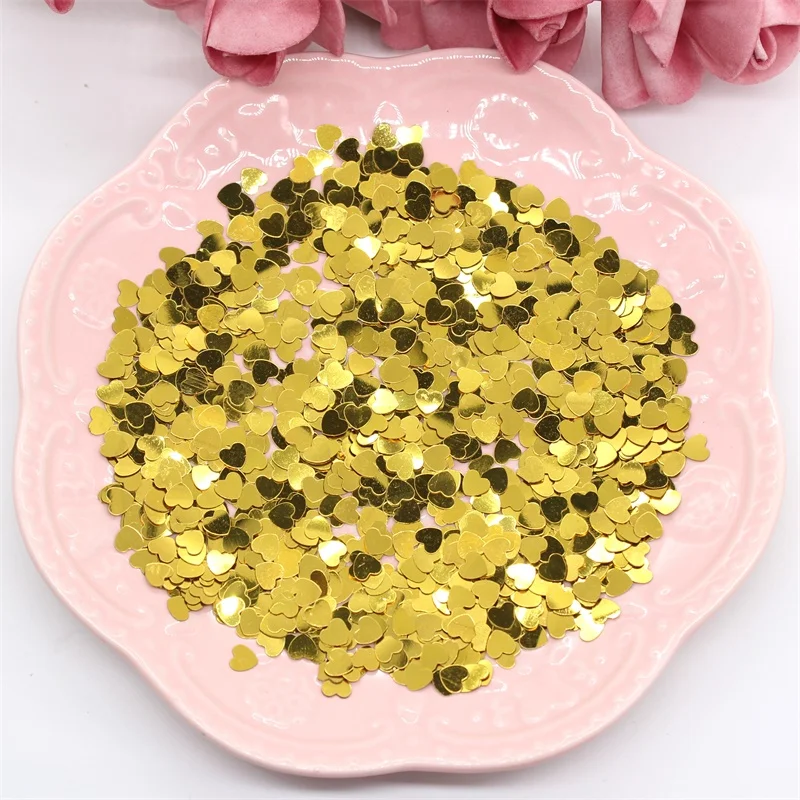 

KSCRAFT 5mm Gold Heart-Shaped Shape Sequins PVC Flat for DIY Card Making Craft Color Collection