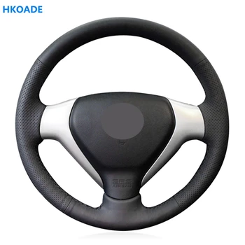 

DIY Hand-stitched Black Hige Soft Faux Leather Car Steering Wheel Cover for Honda City 2007-2008 Jazz 2007-2008 Fit 2007-2008