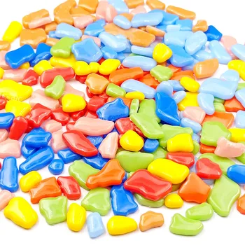 

500g Colorful Glass Mosaic Tile Irregular Mosaic Stones Pebbles Tile for DIY Wall Crafts Decoration Children Puzzle Materials
