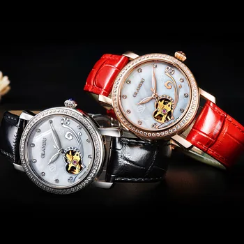

Ms Swiss GLANDU lattice waves are imported movement watch belt set auger automatic mechanical watches female fashion