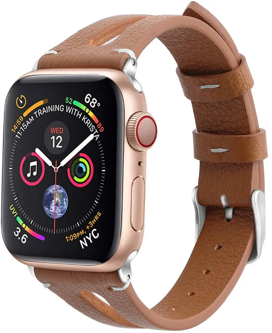 Ремешок из натуральной кожи для Apple Watch 38 мм 40 мм 42 мм 44 мм, тонкий ремешок для iWatch серии 5 4 3 2 1