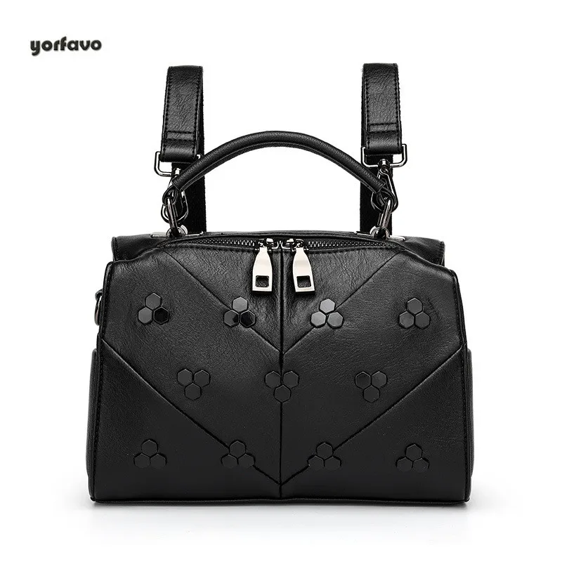 

2020 Mew Genuine Leather Multi-function Shoulder Crossbody Handbag Women Ladies with Rivet