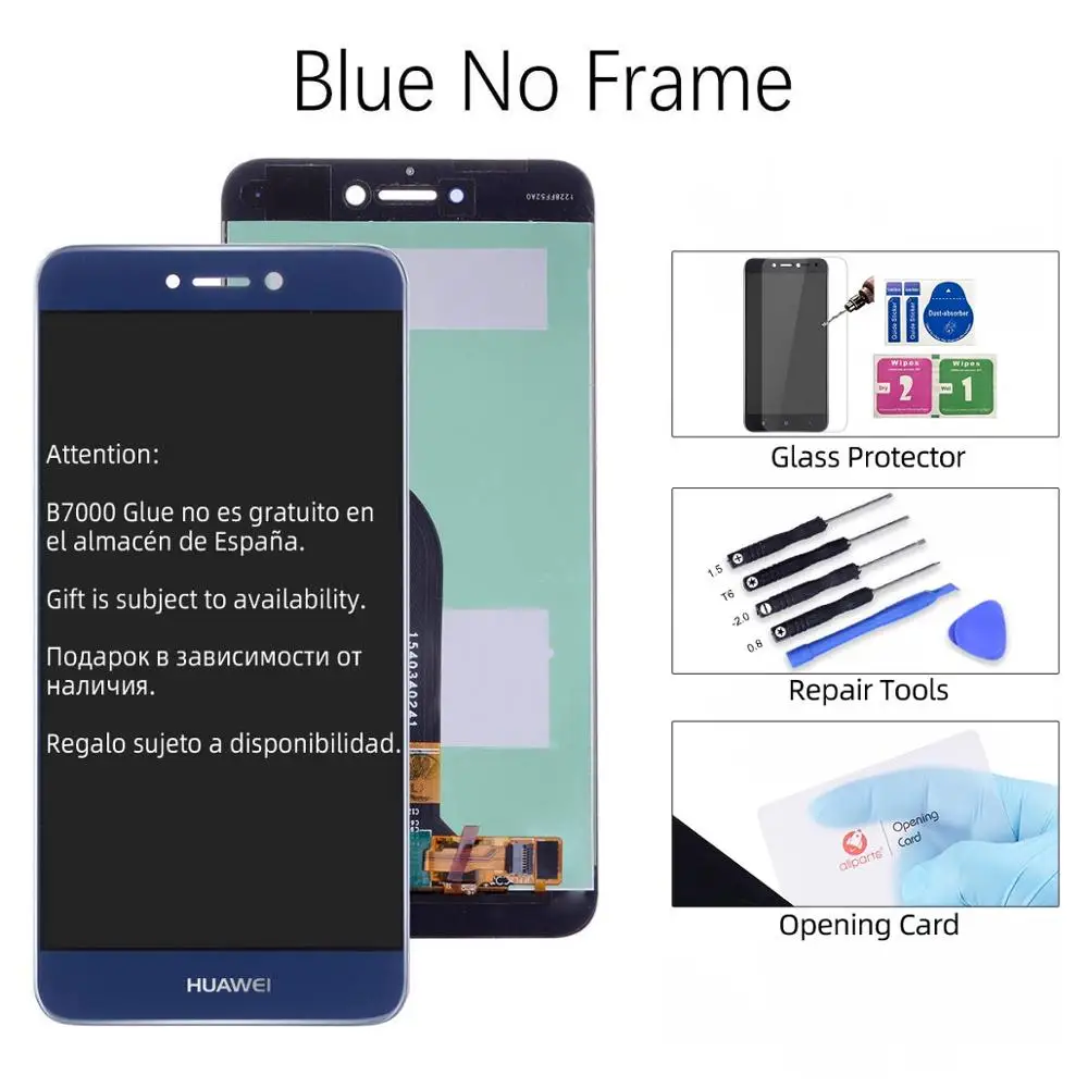 Дисплей для HUAWEI P8 Lite LCD в сборе с тачскрином на рамке 5.2‘’ черный золото белый синий - Цвет: Blue No Frame