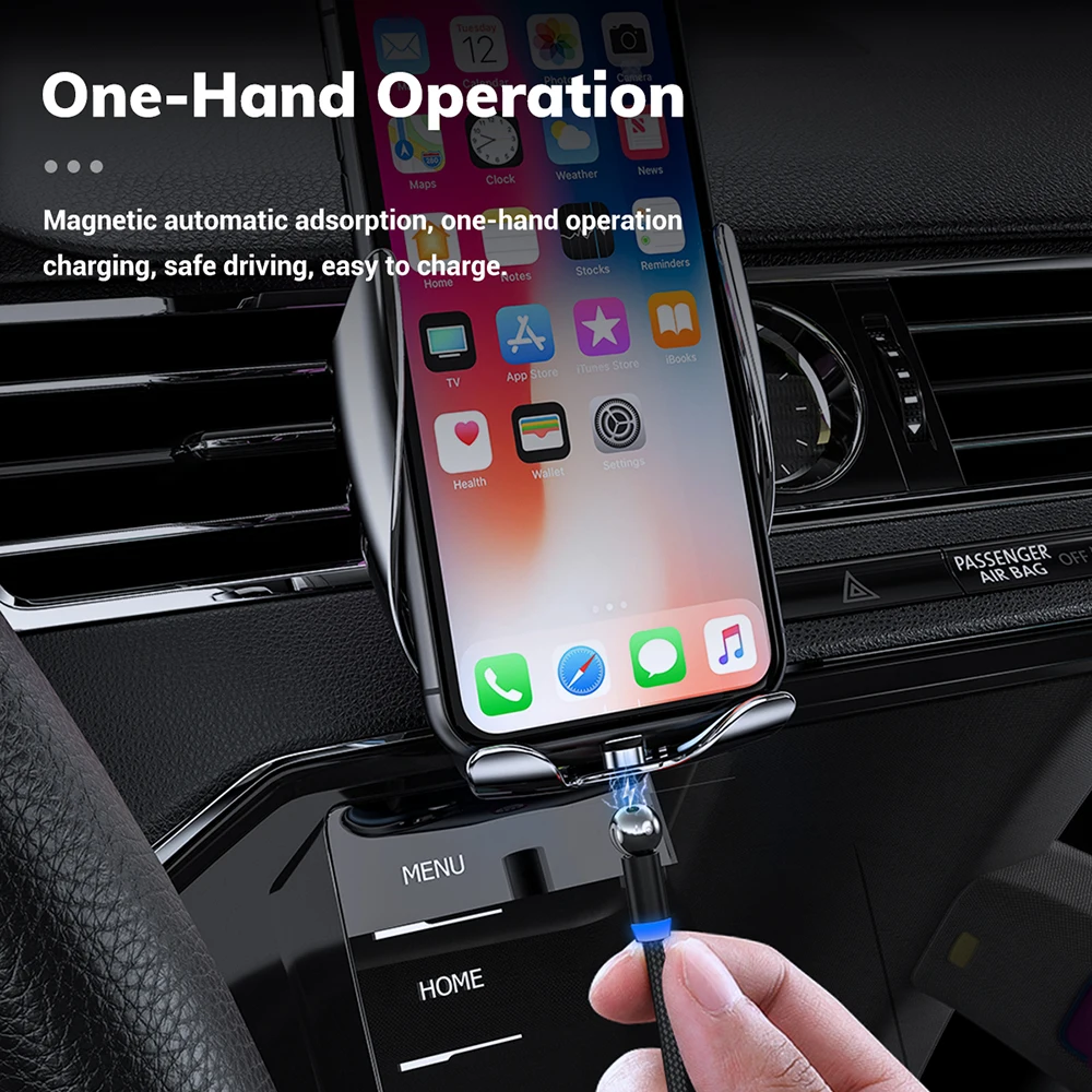 TOPK AM28 вращающийся на 360 градусов Магнитный кабель для iPhone 11 Pro Max X Xs Max 8 7 6 5S Plus светодиодный магнитный кабель для зарядки