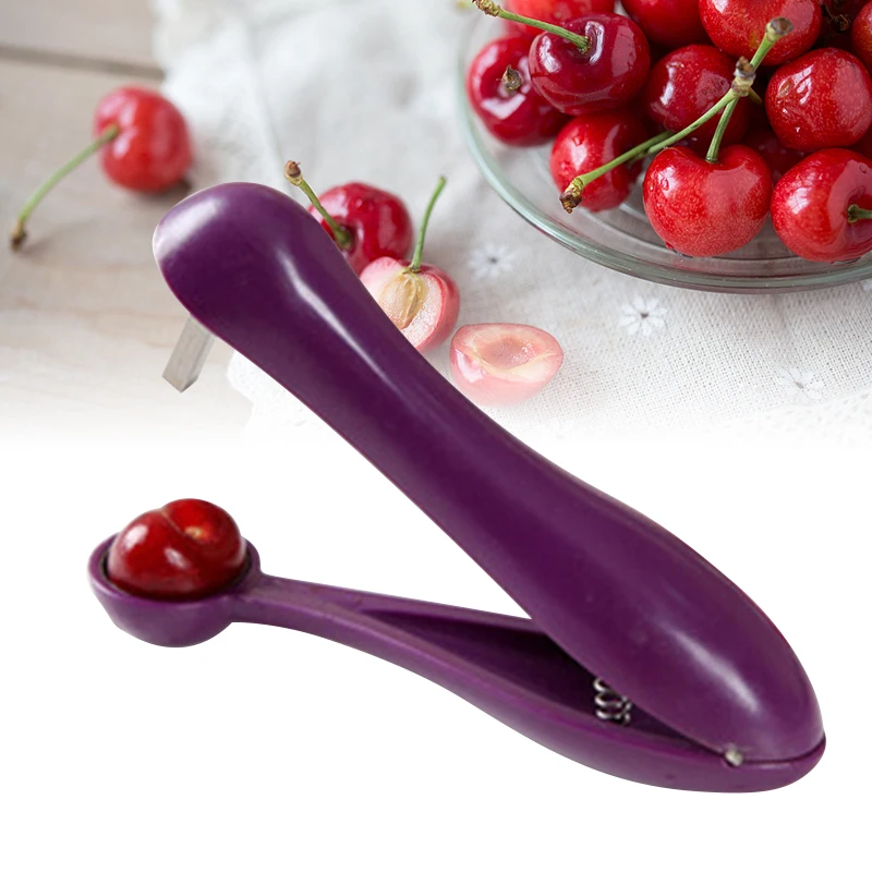 

1PC Cherries Pitter Plastic Fruits Tools Fast Cherry Seed Removers Stainless Steel Cherry Gadgets Useful Kitchen Tools