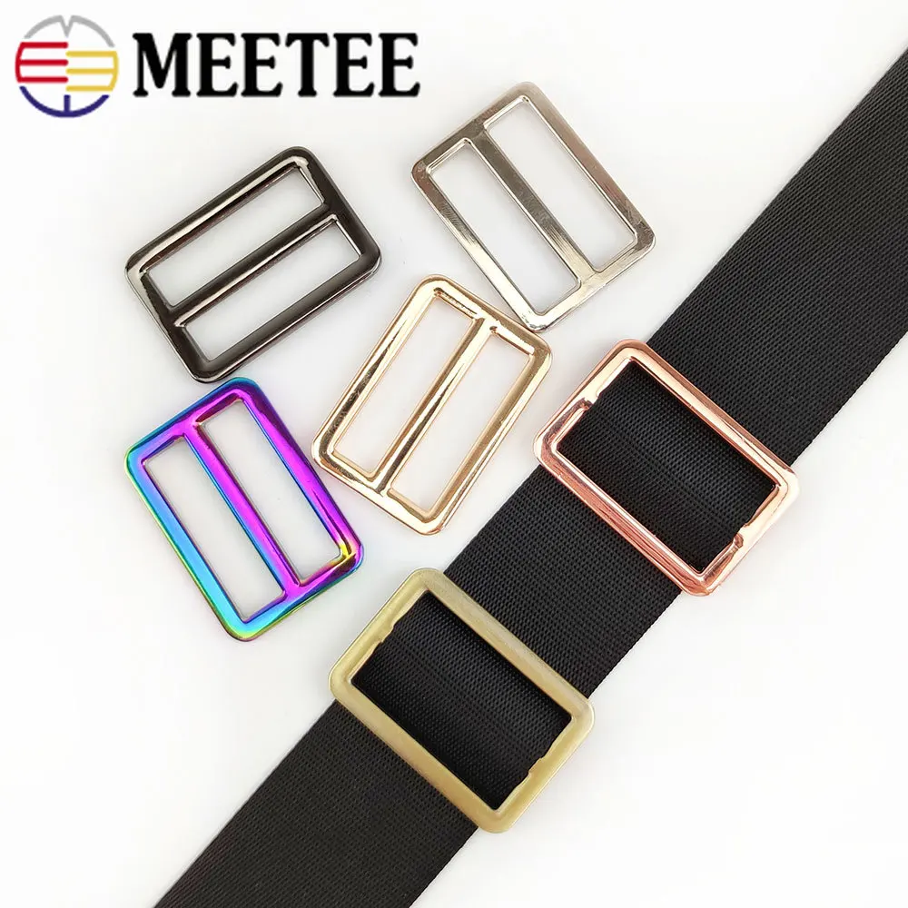 

Meetee 10pcs 25/32mm Bag Strap Webbing Adjust Buckle Metal Tri-Gilde Hook Clasp DIY Clothes Belt Ring Slider Buckles Accessories