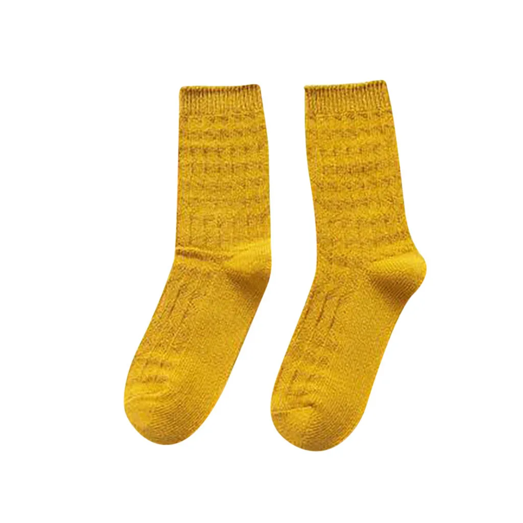 Womail, Женские однотонные хлопковые носки, толстые трикотажные трехмерные жаккардовые носки, носки без пятки, ворсовые Носки