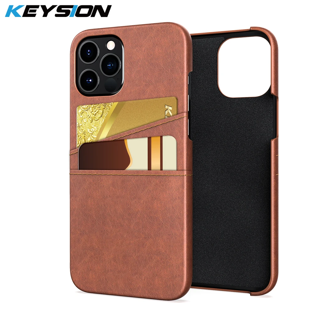KEYSION-Funda de cuero PU para iPhone 12 Pro Max, carcasa trasera con bolsillo para tarjeta, 2020, 5,4, 6,1, 6,7