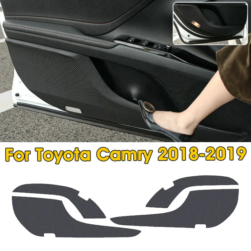 Черный коврик для двери автомобиля 87*25*65 см для Toyota Camry- углеродное волокно авто дверь анти-Kick Pad Декор стикер