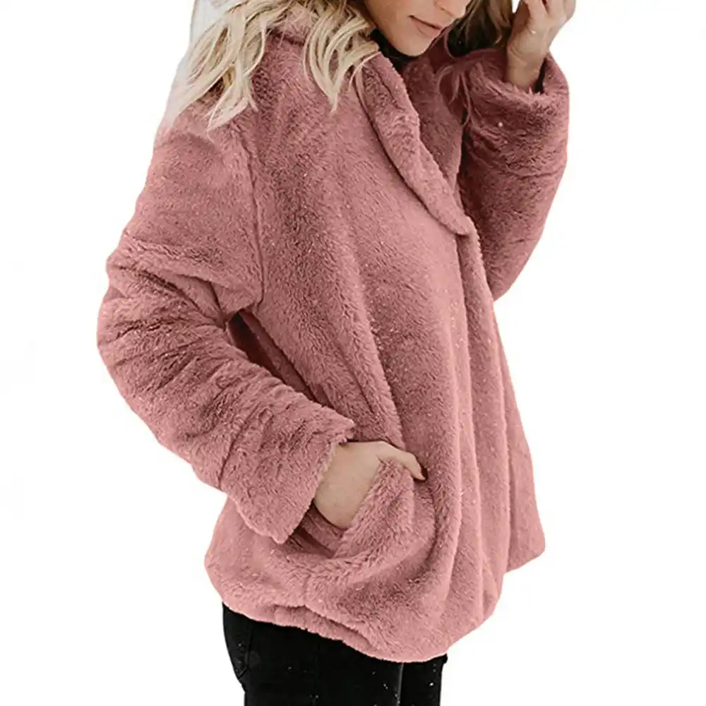 2019 winter women warm coats casual long sleeve fleece sweater