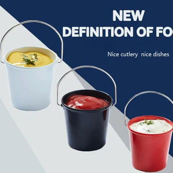 

60ML Dip Saucers Bucket Salad Sauce Ketchup Jam Dip Cup Bowls for Tomato Salt Vinegar Sugar Flavor Barrel Tableware