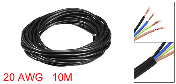 4 Core 20AWG 32.8ft Uxcell 10 м РВВ провод кабель удлинитель Медный провод проводник 2/3/4/5/6 ядро 17/18/20 AWG 32.8ft черный для автомобиля с помощью солнечной батареи - Цвет: 4 Core 20AWG 32.8ft