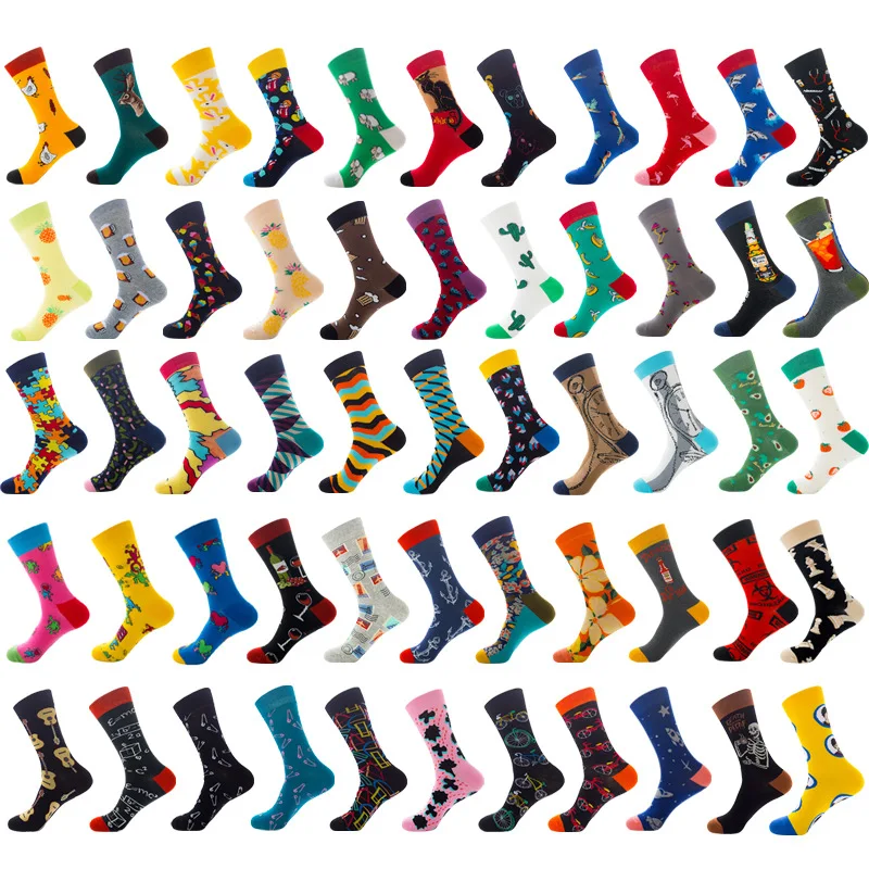 

29Colour Large size Cotton Happy Socks Men Women British Style Casual Harajuku Designer Brand Fashion Novelty Art For Couple Fun