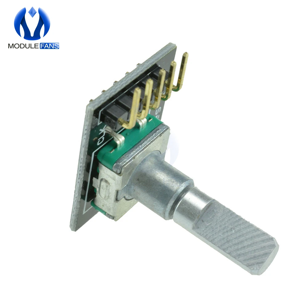 5PCS KY-040 360 Degrees Rotary Encoder Module Brick Sensor Switch Development Board For Arduino With Pins Half Shaft Hole Caps