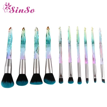 

SinSo 5/10Pcs Crystal Makeup Brushes Set Powder Foundation Eye Shadow Eyebrow Blush Kabuki Cosmetics Beauty Makeup Brush Tools