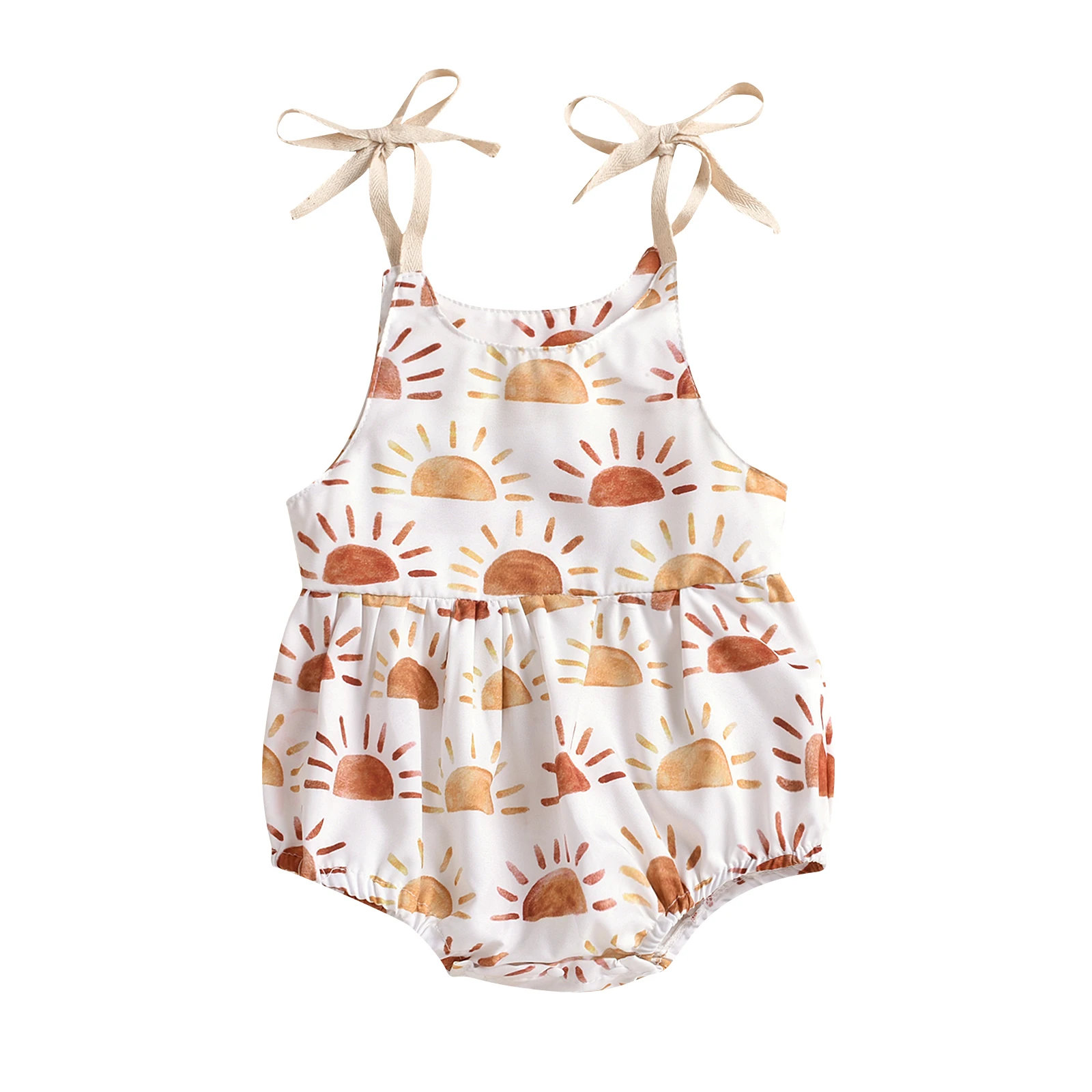 0-24M Newborn Infant Baby Girl Sun Sunflowe Print Sleeveless Romper Jumpsuit Summer Toddler Clothing Baby Bodysuits for girl  Baby Rompers