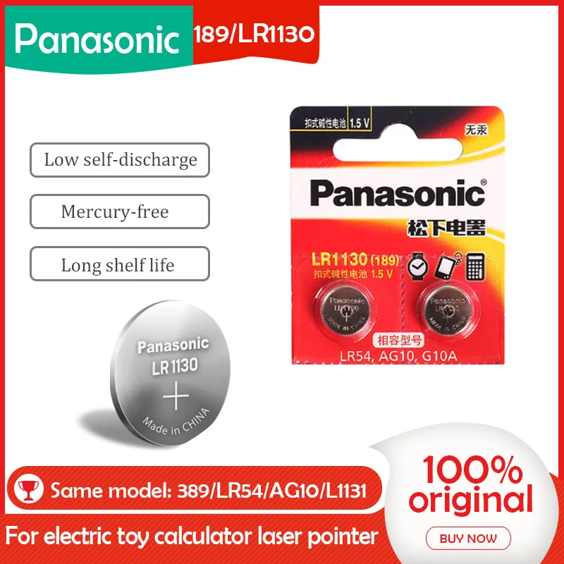 2 шт. 100% оригинальная оптовая продажа PANASONIC LR54 189 AG10 L1131 SR1130 G10 V10GA 389 щелочные