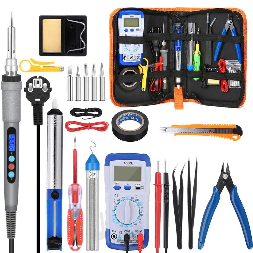 

Handskit 90w 220v 110v Soldering Iron kit Electric Soldering Iron with Multimeter Set Soldering Iron 5pcs Soldering Tips Tools