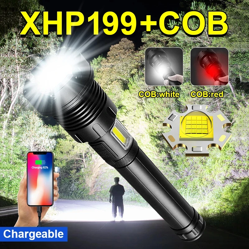 Torche tactique rechargeable, torche rechargeable 1000 Lumens USB C, torche  de lampe de poche étanche Ipx6, interrupteurs latéraux doubles, lampe torche  (noir)